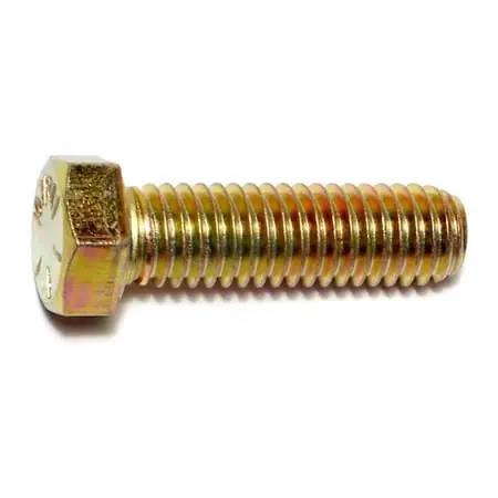 7/16-14 X 1-1/2 Yellow Zinc Grade 8 Coarse Hex Cap Screws - 10 Pack