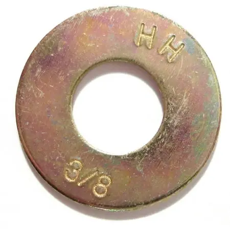 3/8 X 7/16 X 1 Yellow Zinc Plated Grade 8 Uss Flat Washers