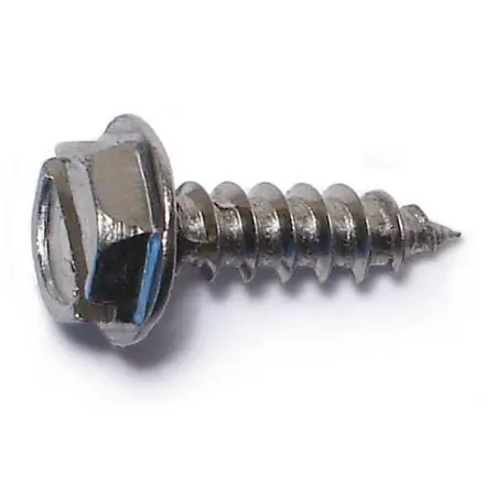 6 X 1/2 Stainless Steel Slotted Hex Washer Head Sheet Metal Screws - 18-8 Grade