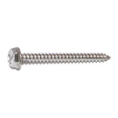 6 X 1-1/2 18-8 Stainless Slotted Hex Sheet Metal Screws Smshss-238 (100 Pcs)