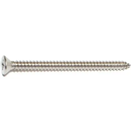 10 X 2-1/2 Inch Phillips Flat Sheet Metal Screws Stainless Steel 18-8 - 12 Count