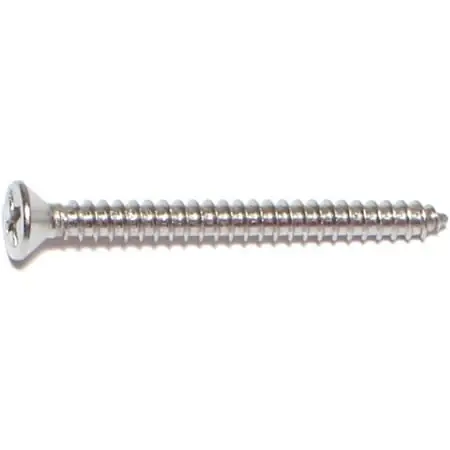 6 X 1-1/2 Inch Phillips Flat Sheet Metal Screws Stainless Steel 18-8 - 30 Count