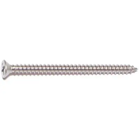 6 X 2 Inch Stainless Steel Phillips Flat Sheet Metal Screws - 18-8 Grade