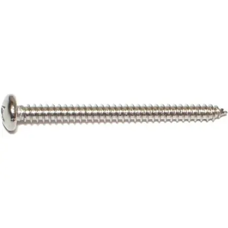 12 X 2-1/2 Inch Stainless Steel Phillips Pan Sheet Metal Screws - 100 Count