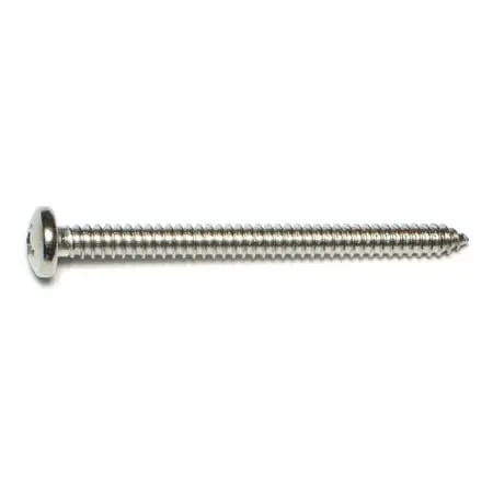 14 X 3" Stainless Steel Phillips Pan Head Sheet Metal Screws 18-8 - 12 Count