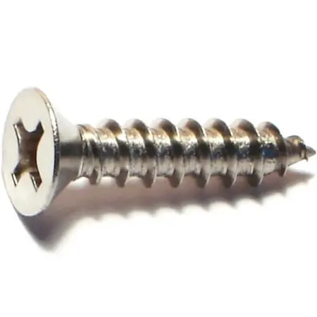 12 X 1 Inch Stainless Steel Phillips Flat Sheet Metal Screws - 18-8 Grade