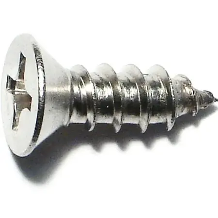 14 X 3/4 Inch Phillips Flat Sheet Metal Screws Stainless Steel 18-8 - 100 Count