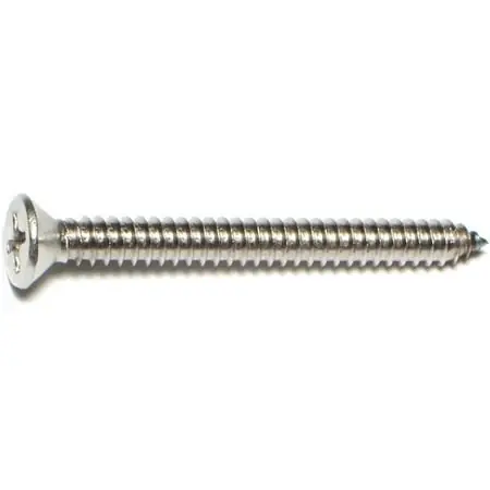 14 X 2-1/2 Inch Phillips Flat Sheet Metal Screws Stainless Steel 18-8 - 50 Count