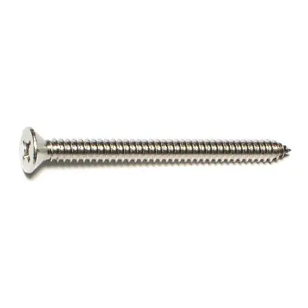 14 X 3 Inch Stainless Steel Phillips Flat Head Sheet Metal Screws - 18-8