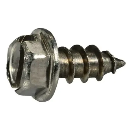 12 X 1/2 18-8 Stainless Slotted Hex Head Sheet Metal Screws (100 Pcs.)