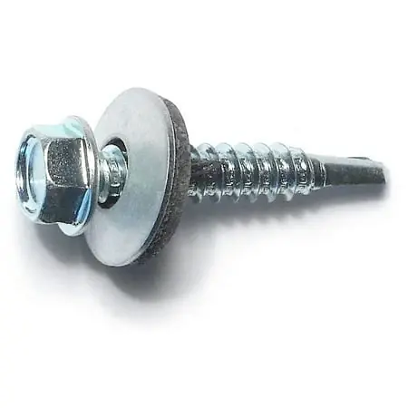 12-14 X 1-1/4 Zinc Plated Steel Hex Bonded Self-drilling Screws