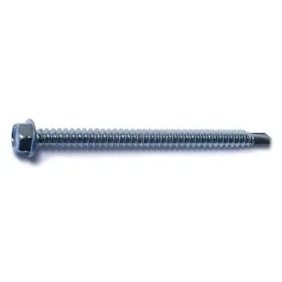 12-14 X 3 Zinc Plated Steel Hex Washer Self-drilling Screws - Durable Fasteners