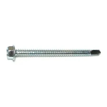 14 Zinc Plated Steel Hex Washer Self-drilling Screws 3 Inches Long