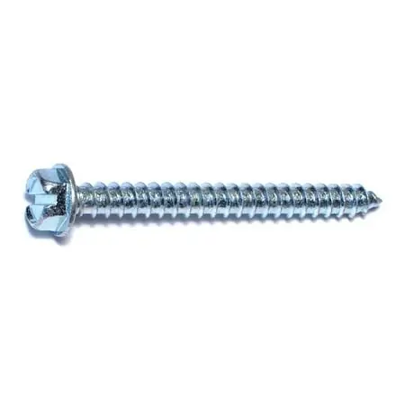 14 X 2-1/2 Zinc Plated Steel Slotted Hex Washer Head Sheet Metal Screws - 100 Count