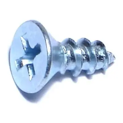10 X 1/2 Zinc Plated Steel Phillips Flat Head Sheet Metal Screws - 100 Count