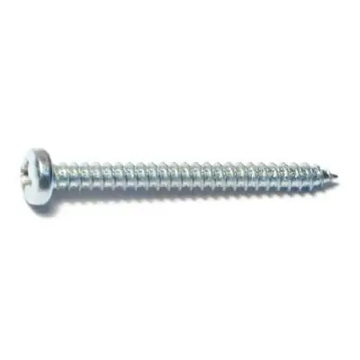 6 X 1-1/2 Zinc Plated Steel Phillips Pan Head Sheet Metal Screws - 100 Count