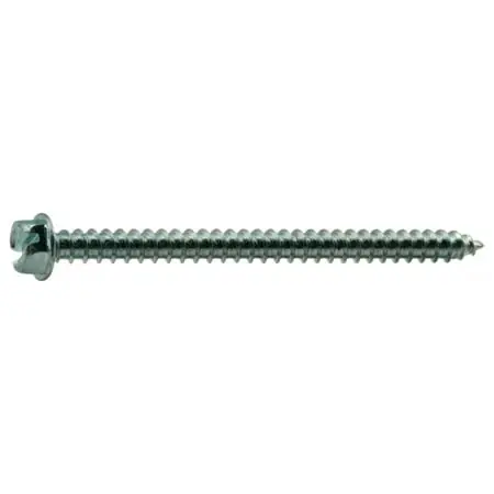 12 X 3 Zinc Plated Steel Slotted Hex Washer Head Sheet Metal Screws - 100 Count