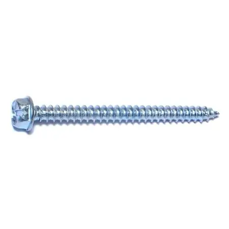 14 X 3 Zinc Plated Steel Slotted Hex Washer Head Sheet Metal Screws - Smshws-137