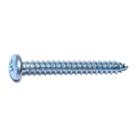 12 X 2 Zinc Plated Steel Phillips Pan Head Sheet Metal Screws - 100 Count