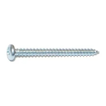 12 X 2-1/2 Zinc Plated Steel Phillips Pan Head Sheet Metal Screws - 100 Count