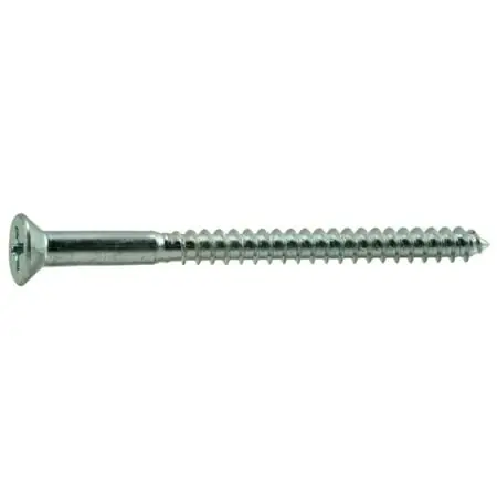 8 X 2-1/4 Zinc Plated Steel Phillips Flat Head Wood Screws (100 Pcs.)