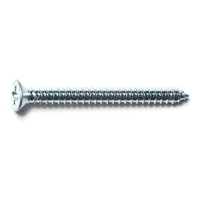 4 X 1-1/4 Zinc Plated Steel Phillips Flat Head Sheet Metal Screws - 100 Count