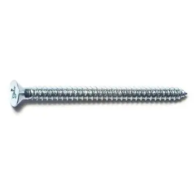 4 X 1-1/2 Zinc Plated Steel Phillips Flat Head Sheet Metal Screws - 100 Count