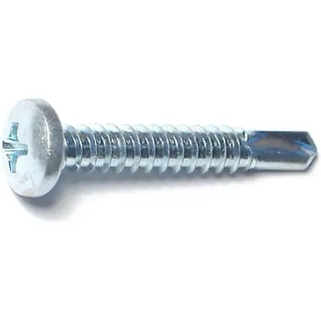 10 X 1-1/4 Inch Zinc Phillips Pan Self-drilling Screws - 100 Count Box