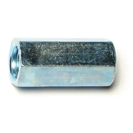 3/8-24 Fine Thread Zinc Plated Steel Coupling Nuts - 1-1/8 Inch Length