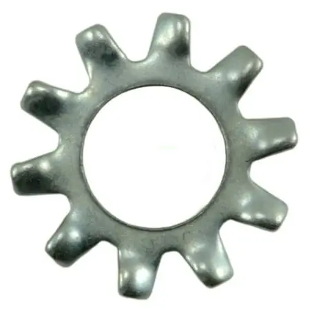 10 Zinc Plated Grade 2 Steel External Tooth Lock Washers - 3/16 X 13/32