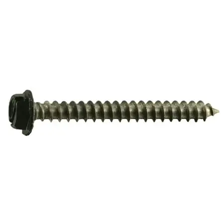 8 X 1-1/2 Stainless Steel Black Hex Head Sheet Metal Screws - 18-8 Grade
