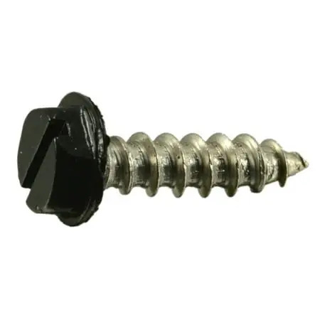 10 X 3/4 Stainless Steel Black Hex Head Sheet Metal Screws - 18-8 Grade