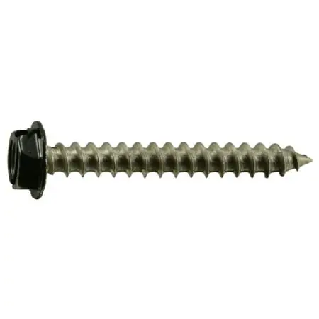 10 X 1-1/2 Stainless Steel Black Hex Head Sheet Metal Screws - 18-8 Grade