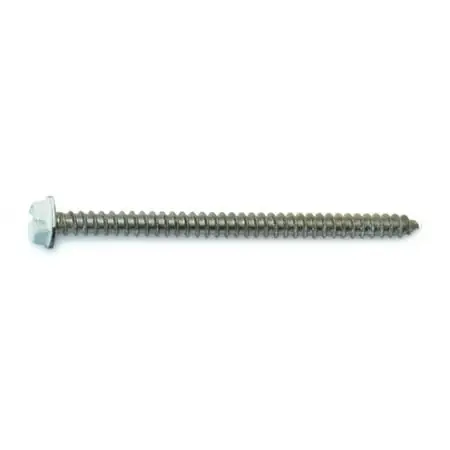 8-14 X 2-1/2 White 18-8 Stainless Hex Sheet Metal Screws Smshss-379 (12 Pcs.)