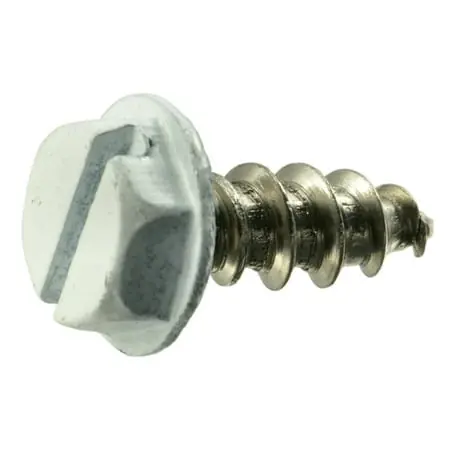 10-11 X 1/2 Stainless Steel White Hex Head Sheet Metal Screws - 18-8 Grade