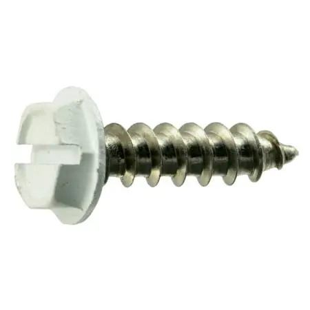 10-11 X 3/4 Stainless Steel White Hex Head Sheet Metal Screws - 18-8 Grade