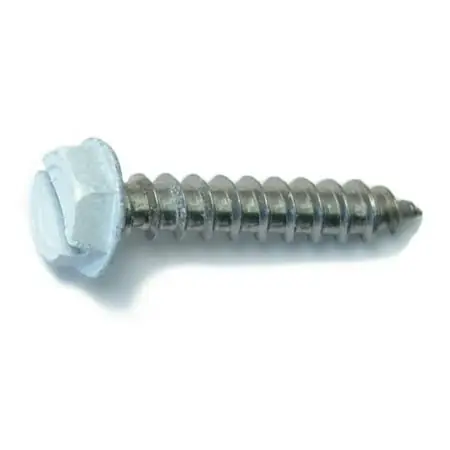 10-11 X 1 Stainless Steel White Hex Head Sheet Metal Screws - 18-8 Grade