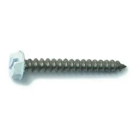 10-11 X 1-1/2 Stainless Steel White Hex Head Sheet Metal Screws - 18-8 Grade