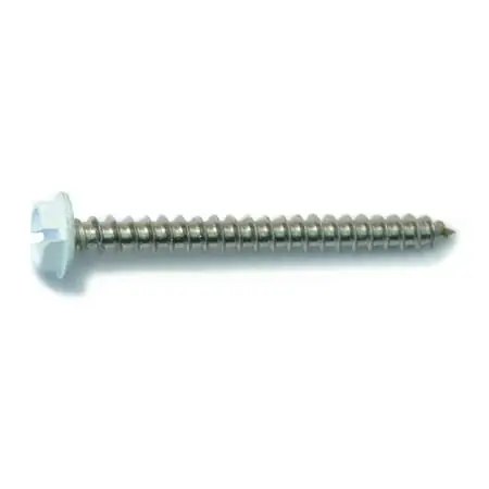 10-11 X 2 Stainless Steel White Hex Head Sheet Metal Screws - 18-8 Grade