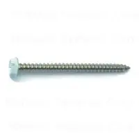 10 X 2-1/2 Inch Stainless Steel White Hex Head Sheet Metal Screws - Pack Of 100