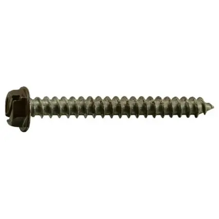8 X 1-1/2 Stainless Steel Brown Hex Head Sheet Metal Screws - 18-8 Grade