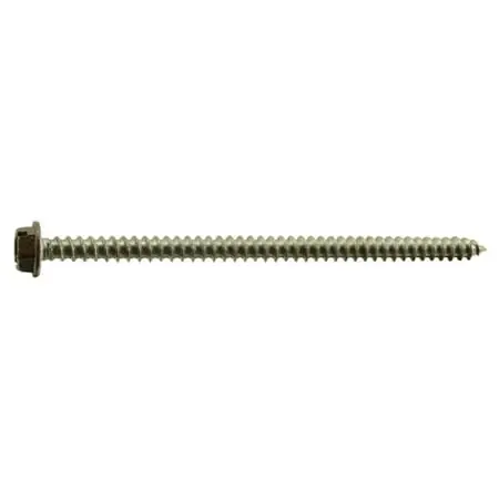 8 X 3 Brown 18-8 Stainless Hex Head Sheet Metal Screws Smshss-388 (10 Pcs.)