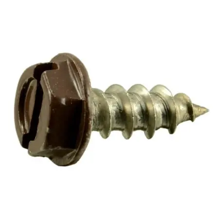10 X 1/2 Stainless Steel Brown Hex Head Sheet Metal Screws - 18-8 Grade