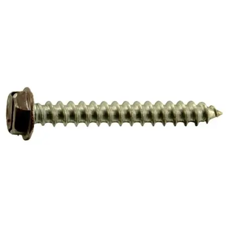 10 X 1-1/2 Stainless Steel Brown Hex Head Sheet Metal Screws - 18-8 Grade