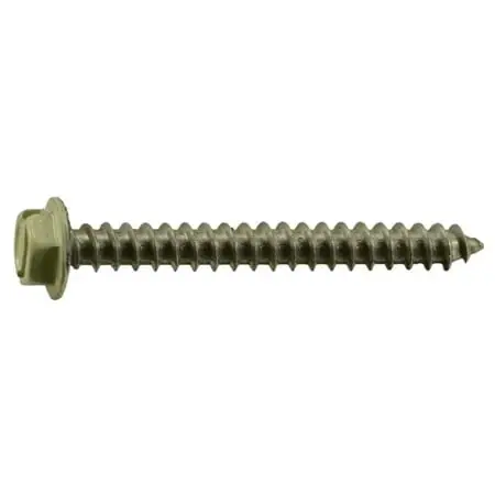 8 X 1-1/2 Inch Stainless Steel Hex Head Sheet Metal Screws - Beige Finish