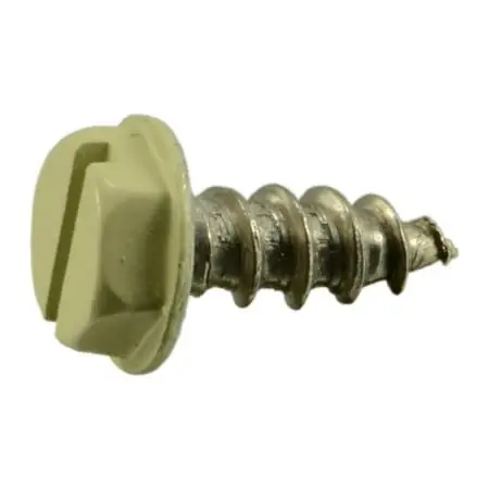 10 X 1/2 Stainless Steel Beige Hex Head Sheet Metal Screws - 18-8 Grade