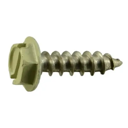 10 X 3/4 Inch Stainless Steel Hex Head Sheet Metal Screws - Beige Finish