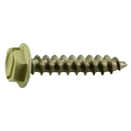 10 X 1 Stainless Steel Beige Hex Head Sheet Metal Screws - 18-8 Grade