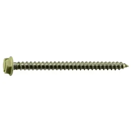 10 X 2-1/2 Stainless Steel Hex Head Sheet Metal Screws - Beige Finish
