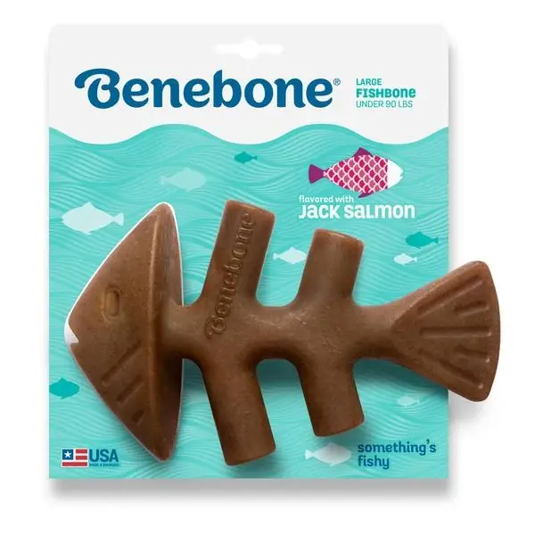 Large Salmon Flavored Fishbone Dog Chew Toy For Aggressive Chewers
